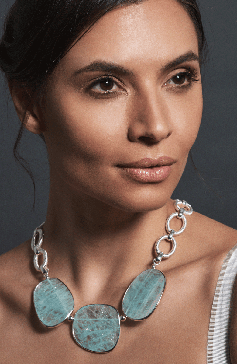 Samantha Siu - New York The Rising Phoenix Necklace, Alternate, color, Silver / Aquamarine