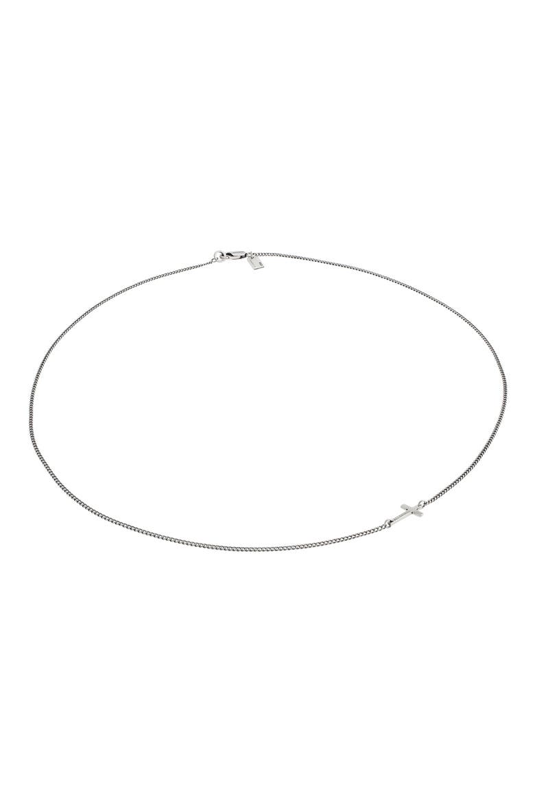 Men's Short Cross Necklace, Alternate, color, WARM SILVER