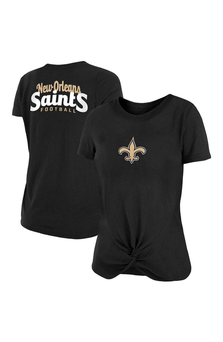 New Era Women's New Era Black New Orleans Saints Slub T-Shirt with Front Twist Knot, Main, color, 