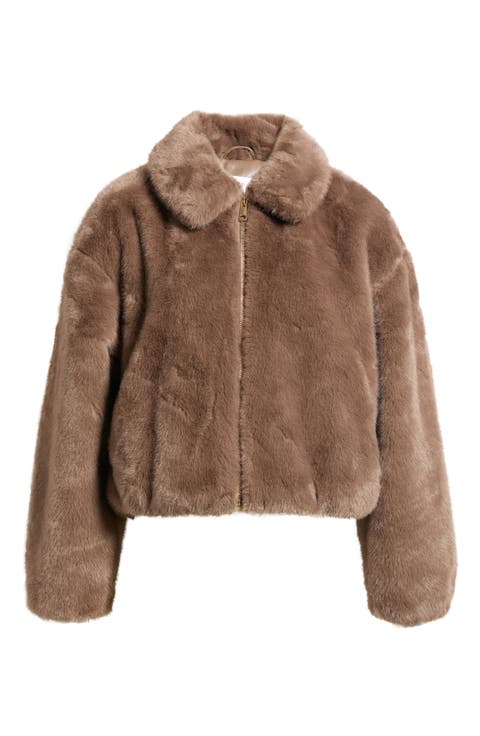 Zip Front Faux Fur Blouson Jacket