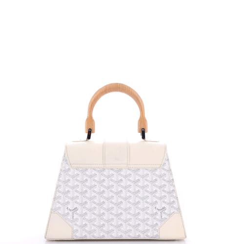 Pre-owned Goyard Goyard Saigon Top Handle Bag Coated Canvas With Leather Pm In White