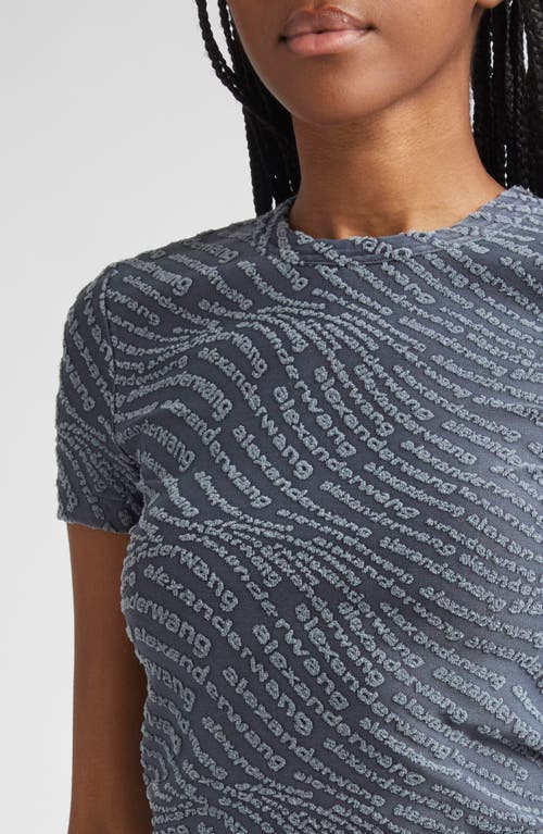 Alexander Wang Short Sleeve Round Neck Cropped Top In Gray