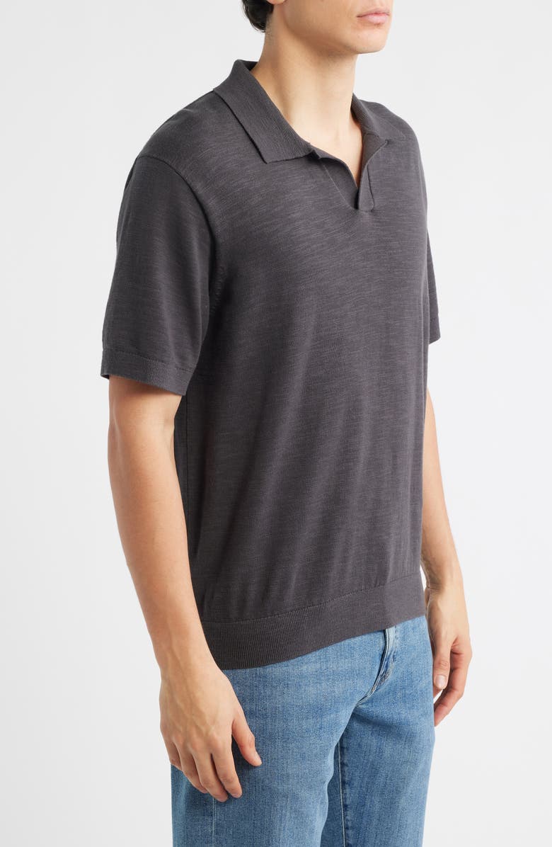Madewell Johnny-Collar Cotton Slub Sweater Polo, Alternate, color, Coal