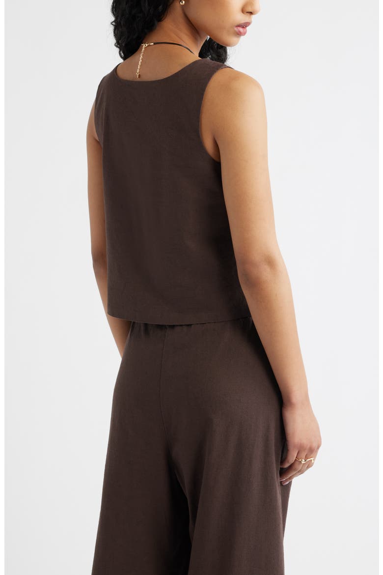 Square Neck Sleeveless Linen Blend Top, Alternate, color, BROWN SEAL