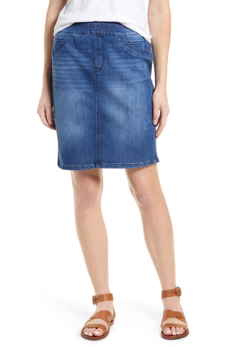 Glider Ab-Solution Pull-On Denim Skirt (Nordstrom Exclusive), Main, color, BLUE VINTAGE