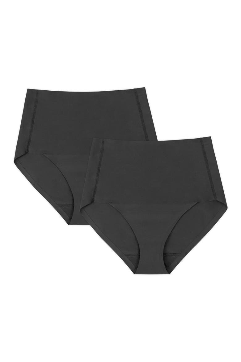 Assorted 2-Pack Period & Leak Resistant High Waist Super Light Absorbency Smoothing Briefs, Main, color, BLACK/ BLACK