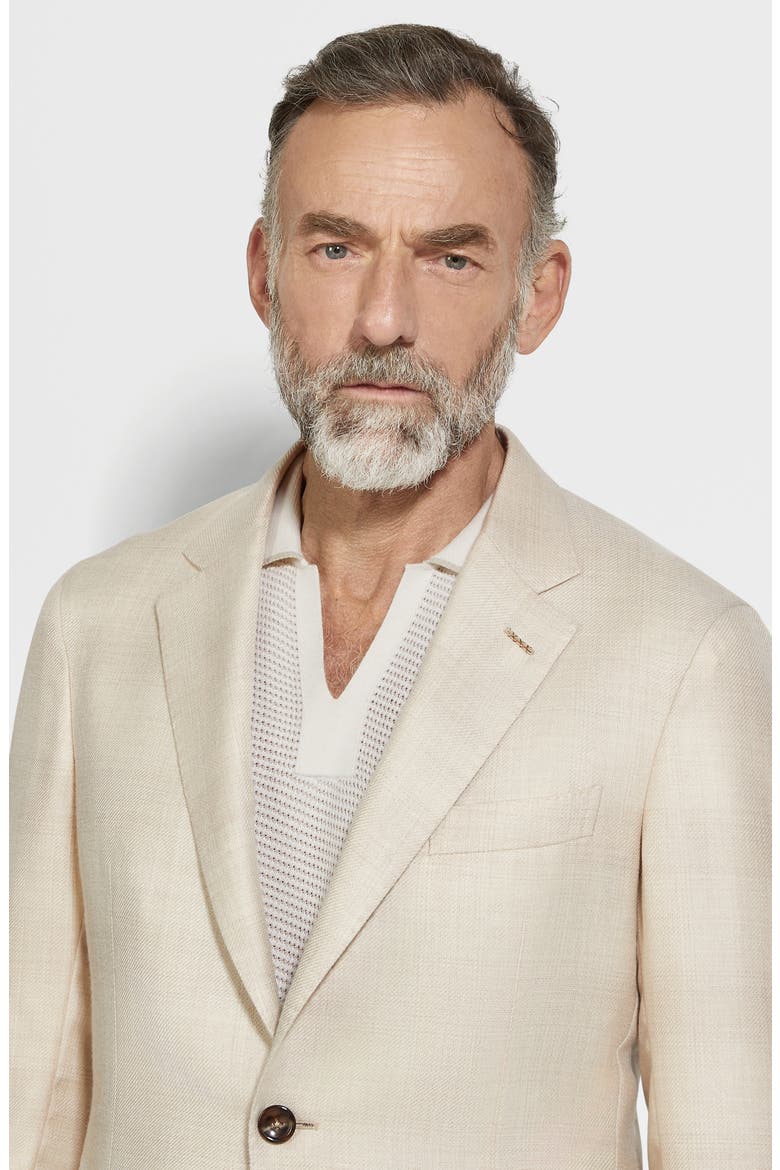 Shadow Plaid Cashmere & Silk Sport Coat, Alternate, color, NATURAL CHALK