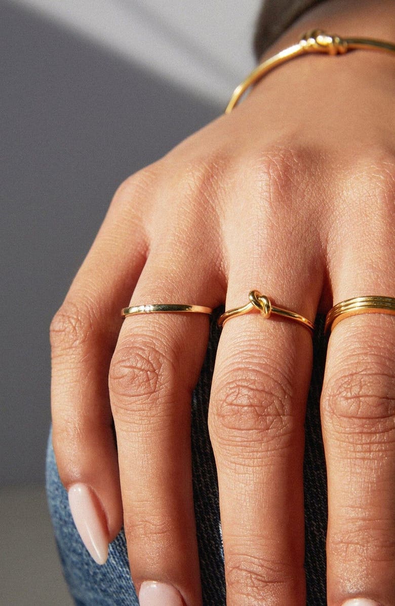 Aurate New York Gold Knot Ring, Alternate, color, White