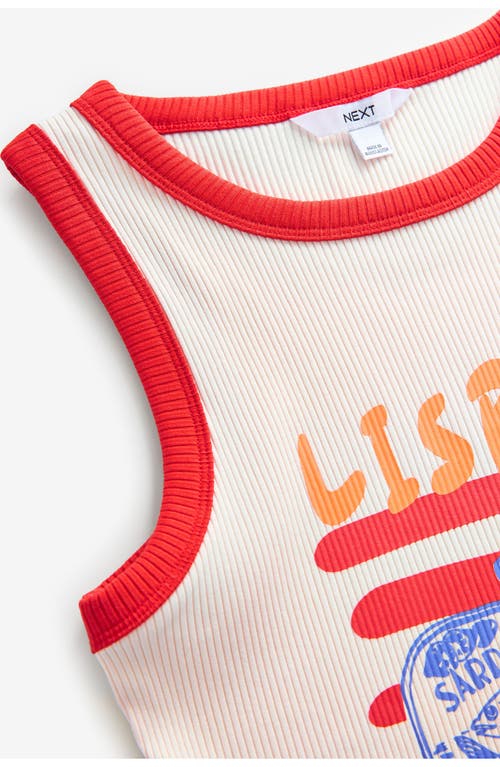 Next Lisbon Rib Graphic Tank In White