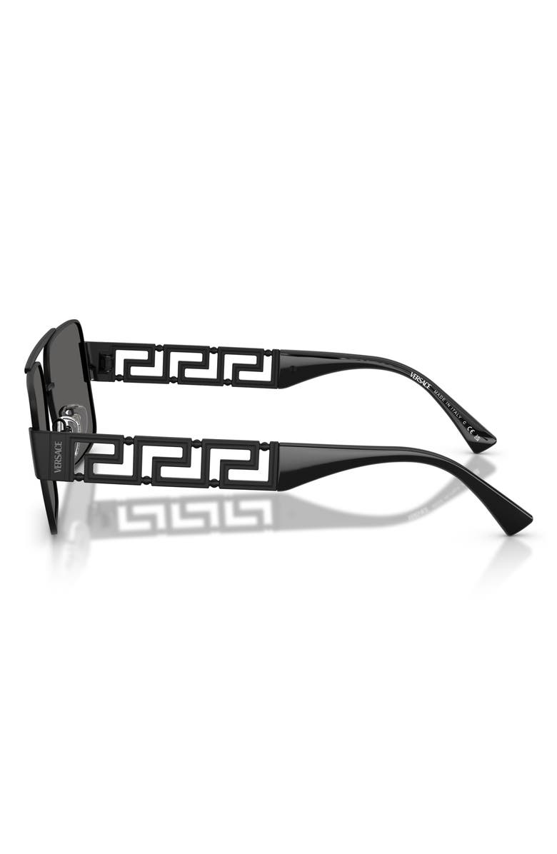 Versace 61mm Rectangular Sunglasses, Alternate, color, Matte Black / Mirror Silver