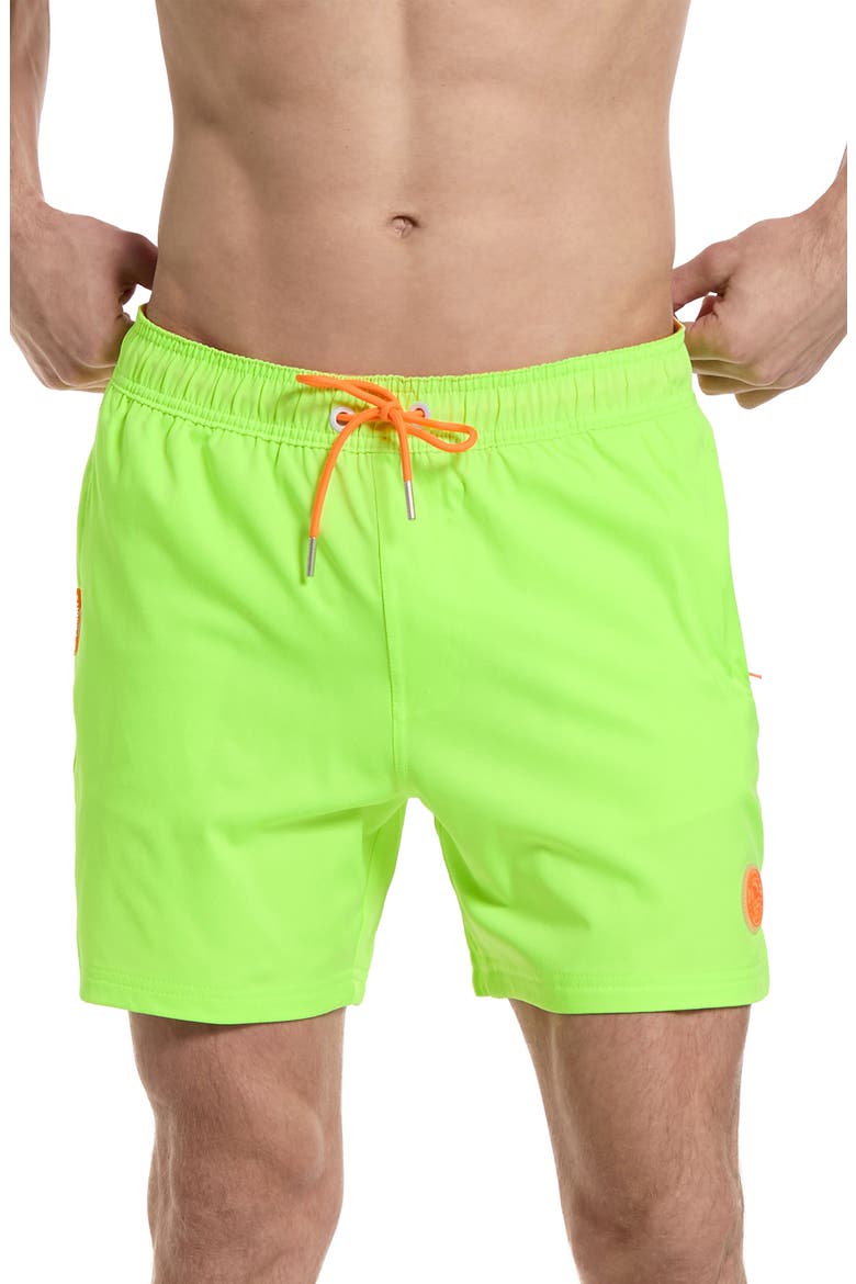 Neon Lucky Lime Swim Trunks, Alternate, color, GREEN
