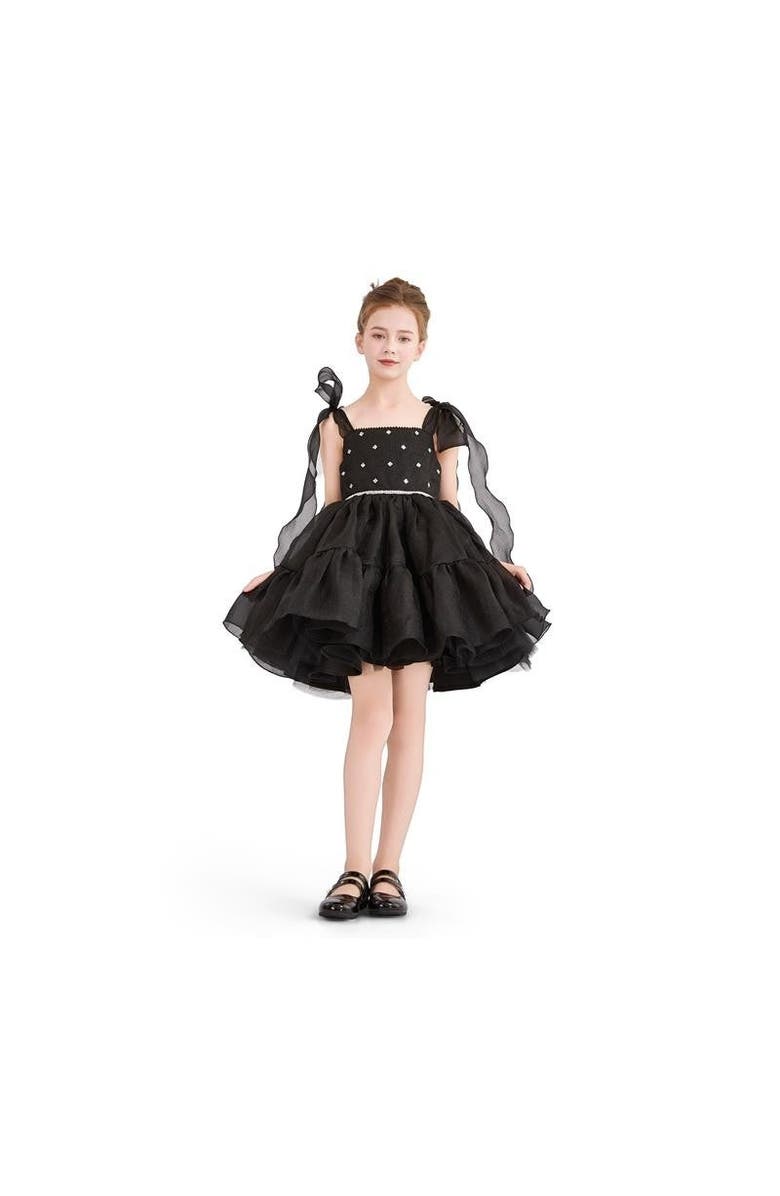 Tulleen Ruffled Party Dress, Main, color, Black