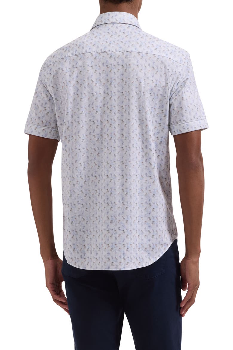Miles OoohCotton® Tropical Sail Boat Print Short Sleeve Button-Up Shirt, Alternate, color, AIR BLUE