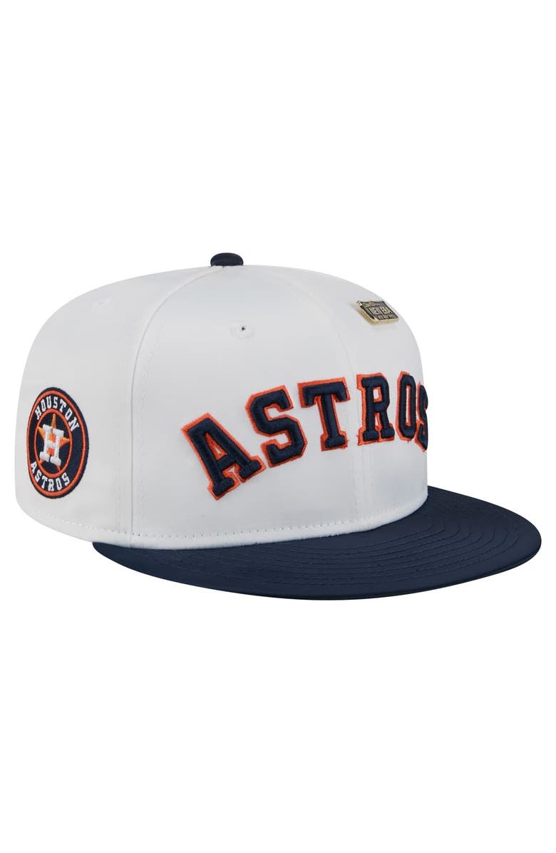 New Era Men's New Era White/Navy Houston Astros Satin 59FIFTY Fitted Hat, Main, color, White