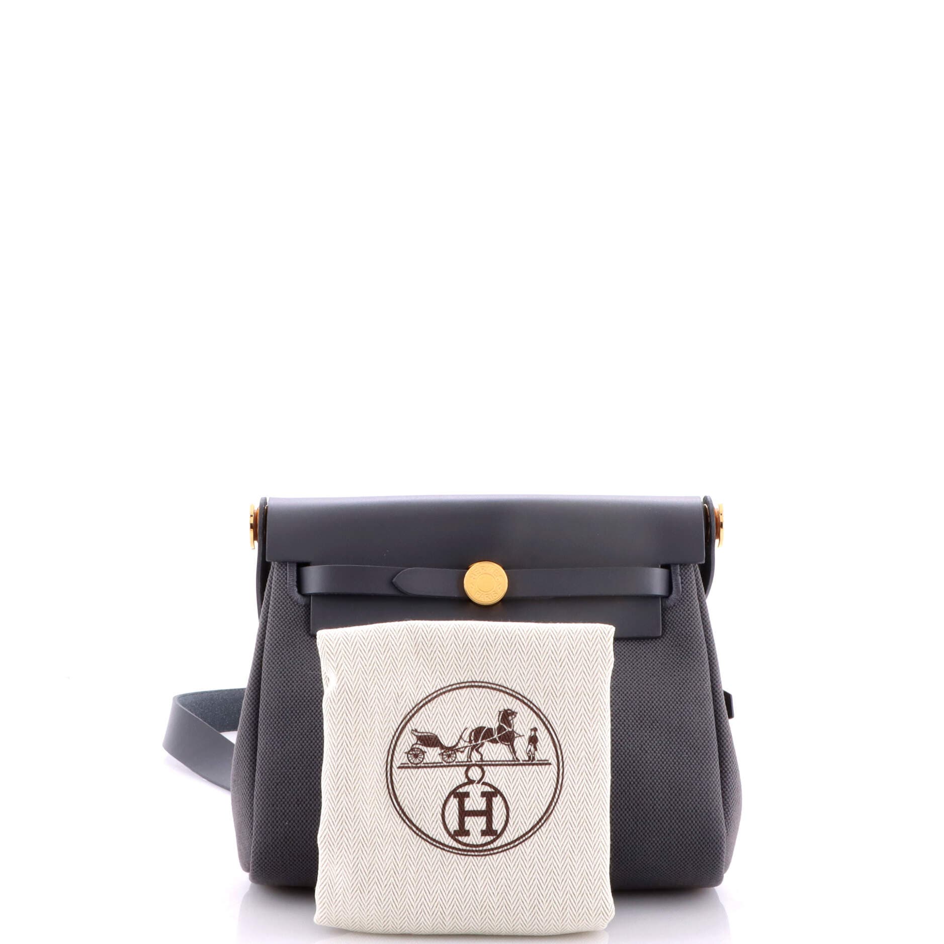 Pre-Owned Hermes Herbag Zip Toile and Leather 20, Alternate, color, Gris Misty