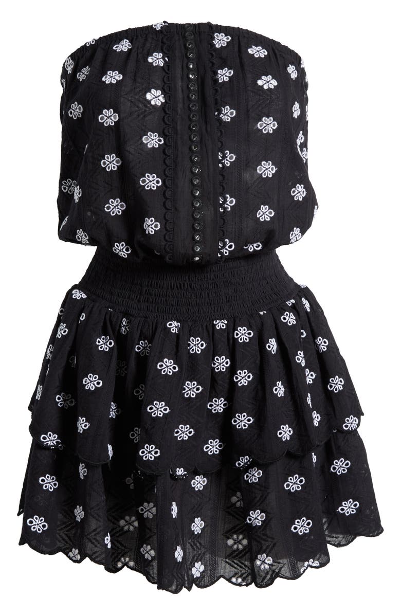 Ramy Brook Rita Eyelet Strapless Cotton Cover-Up Minidress, Alternate, color,