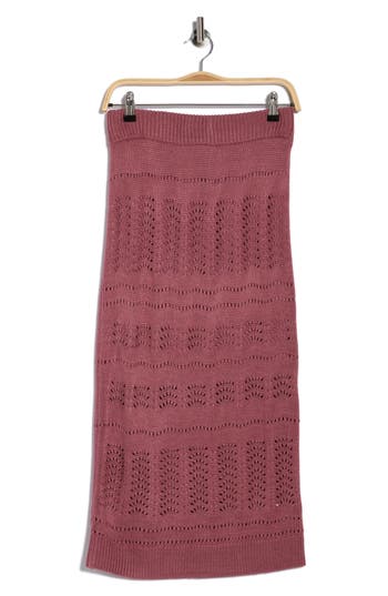 Wishlist Pointelle Open Knit Midi Skirt In Brown
