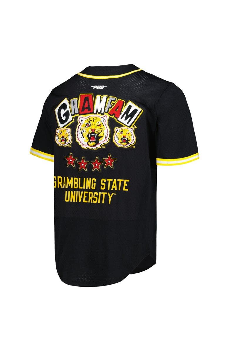 PRO STANDARD Men's Pro Standard Black Grambling Tigers Homecoming Mesh Button-Down Shirt, Alternate, color, 