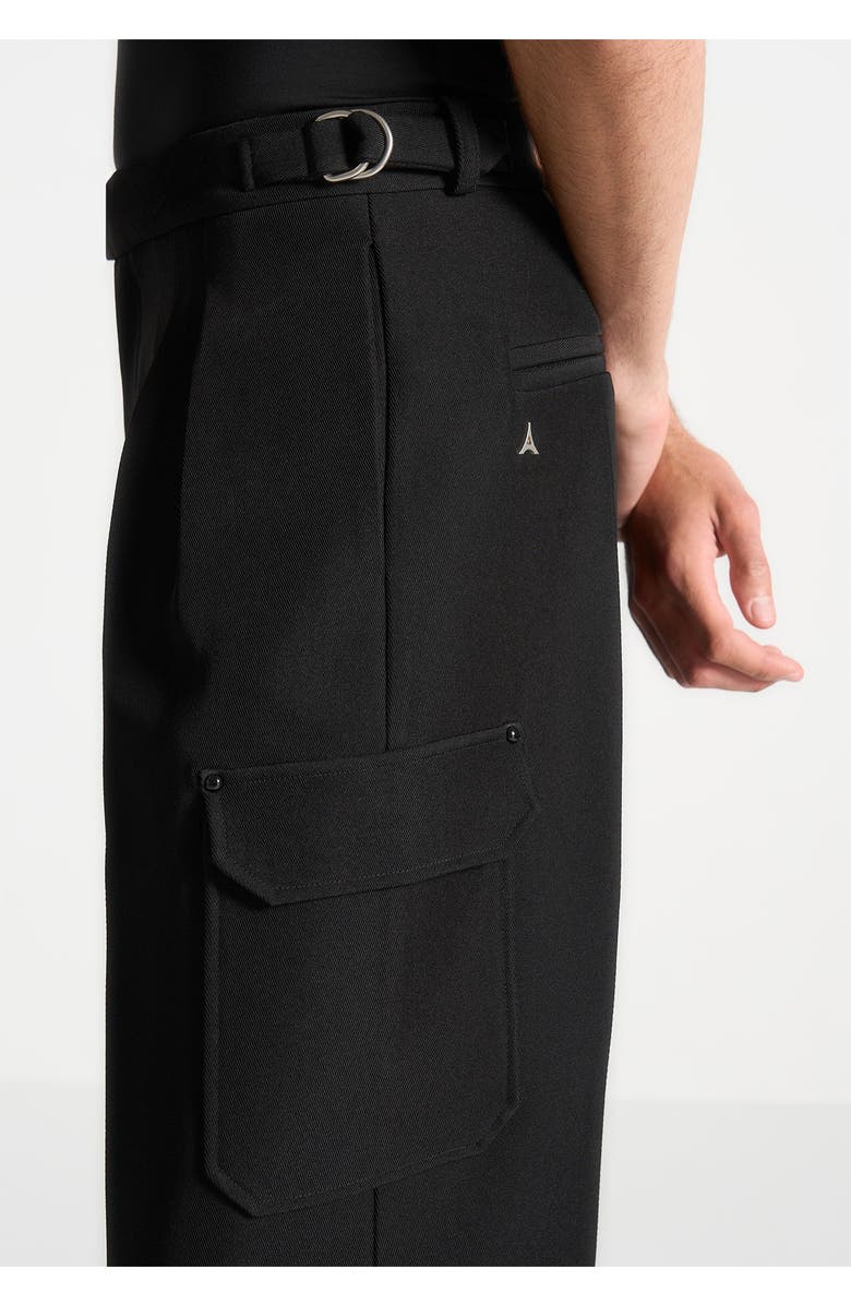 Manière De Voir Maurice Relaxed Fit Twill Pocket Trousers, Alternate, color, Black
