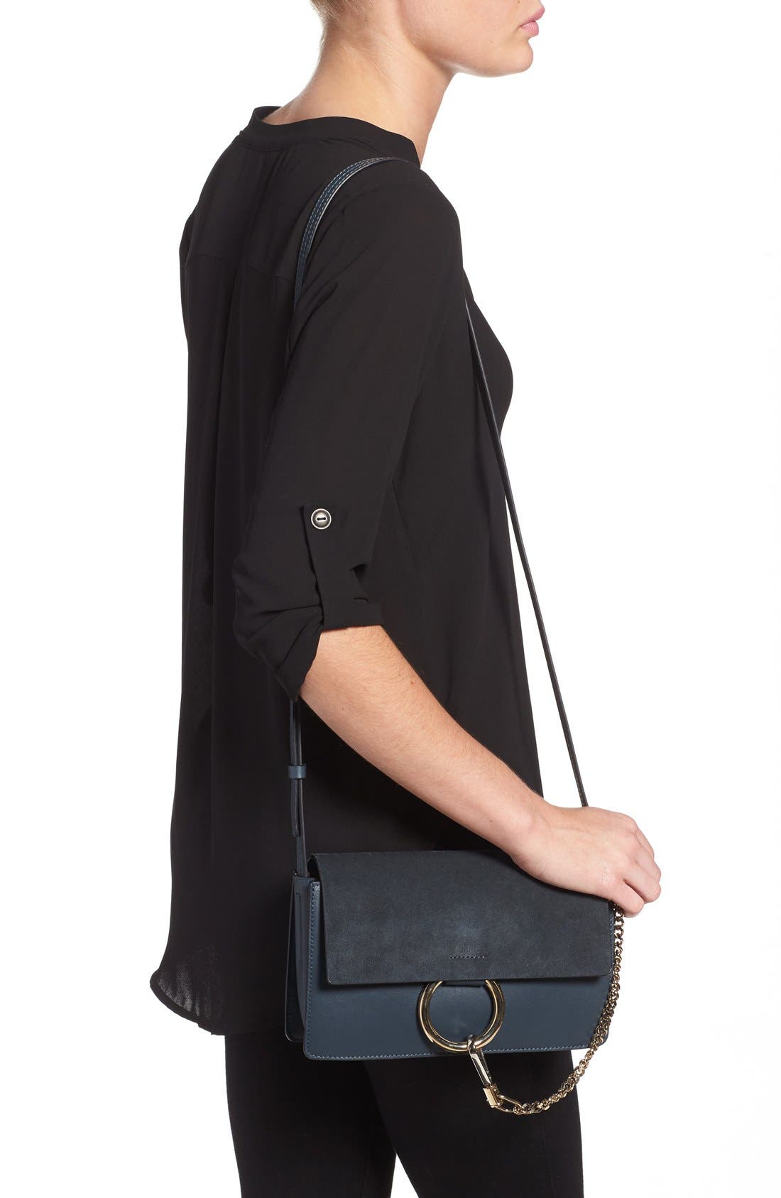 Small Faye Leather Crossbody Bag, Alternate, color, SILVER BLUE