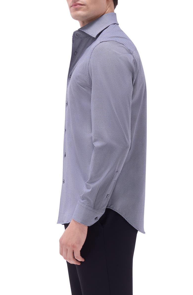 Bugatchi Devon OoohCotton<sup>®</sup> Geo Print Button-Up Shirt, Alternate, color, Black/Blue