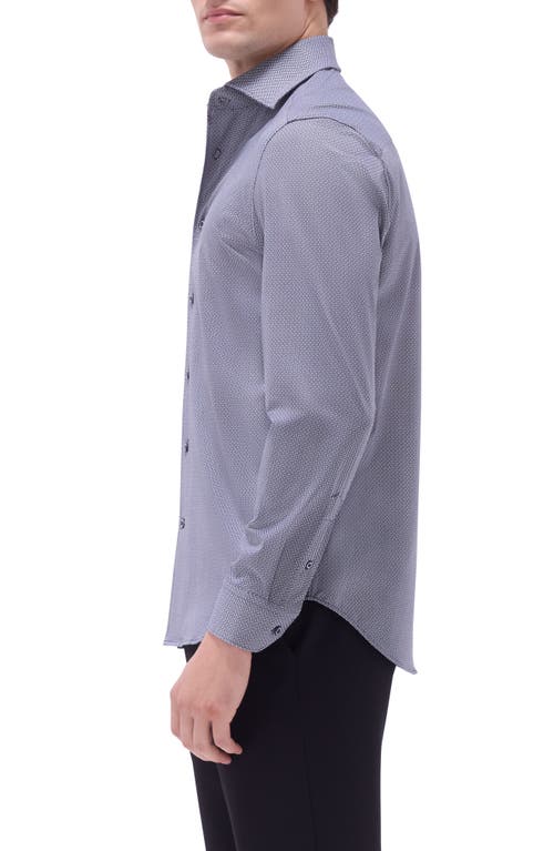 Bugatchi Devon Ooohcotton® Geo Print Button-up Shirt In Black/blue