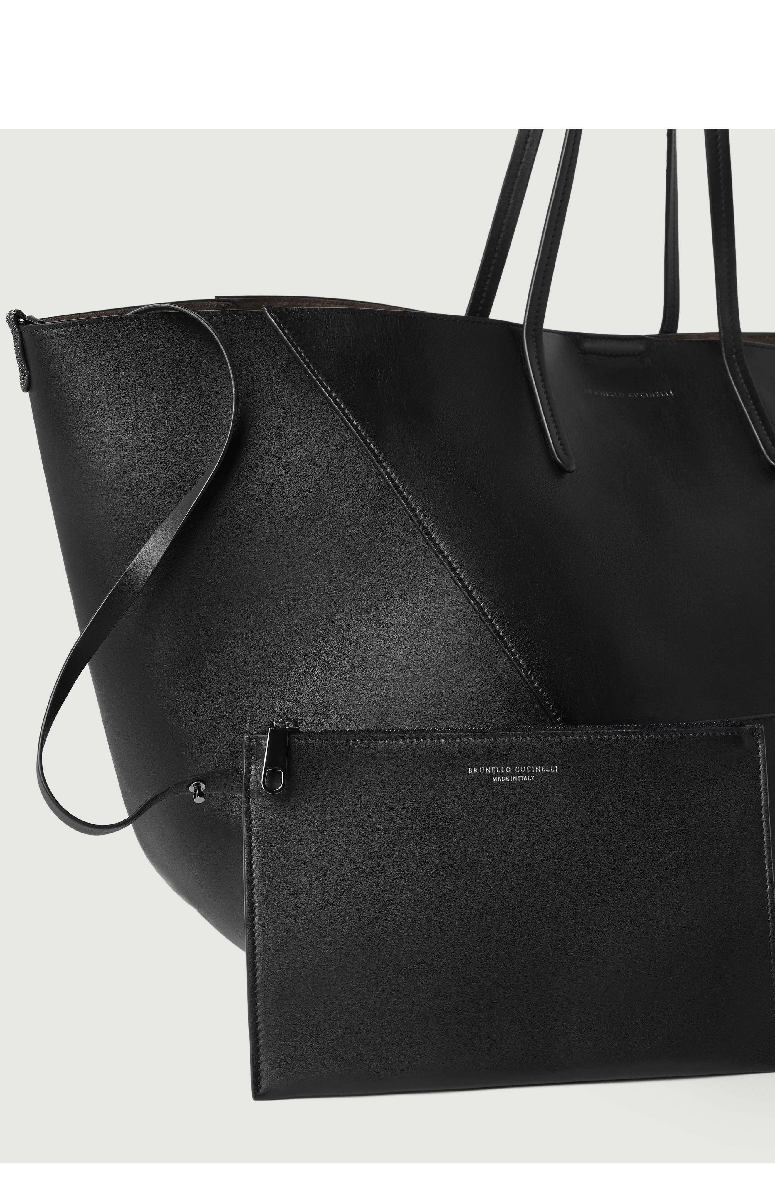 BC Duo large bag in calfskin with monili, Alternate, color, Black