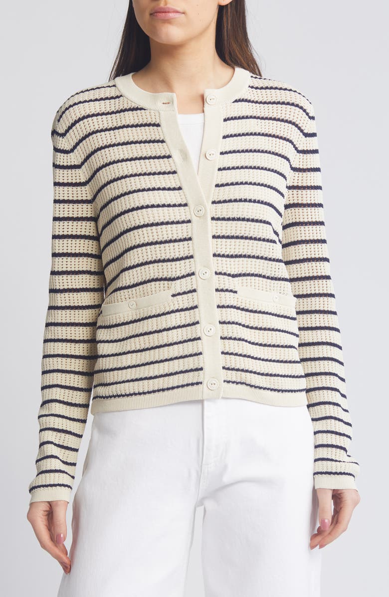 rag & bone Viola Stripe Cardigan, Alternate, color, Trtldvmlti