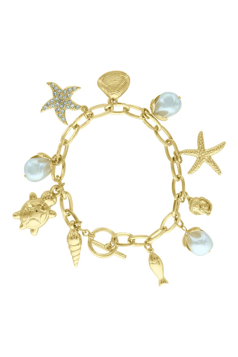 Mermaid Dreams Charm Bracelet, Main, color, GOLD / WHITE / CLEAR