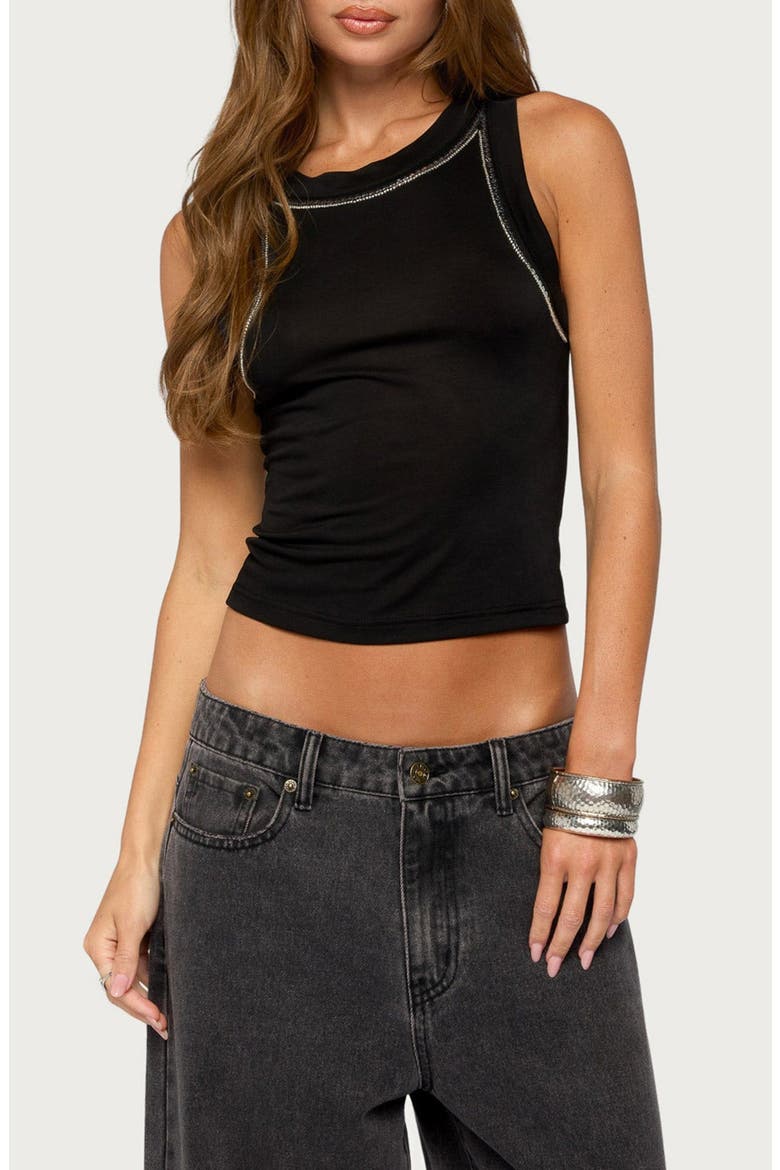 Larla Sequin Tank Top, Main, color, BLACK