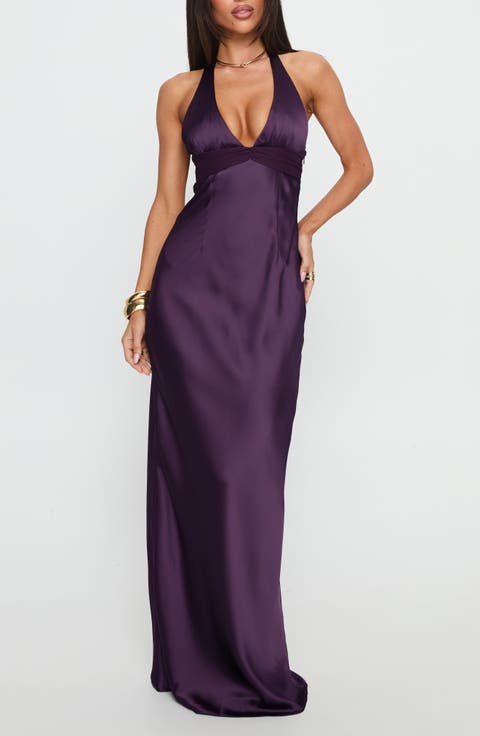 Odyssa Satin Halter Gown
