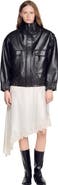 SANDRO Standing collar leather jacket