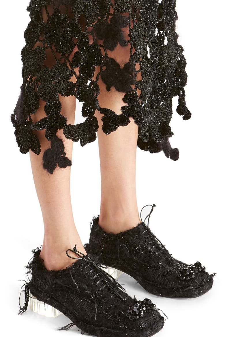 Metallic Crochet Skirt, Alternate, color, BLACK