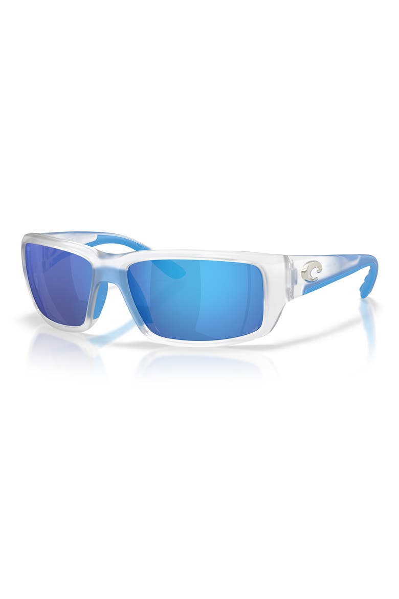 Fantail 60mm Polarized Sunglasses, Alternate, color, MATTE CLEAR / BLUE MIRROR