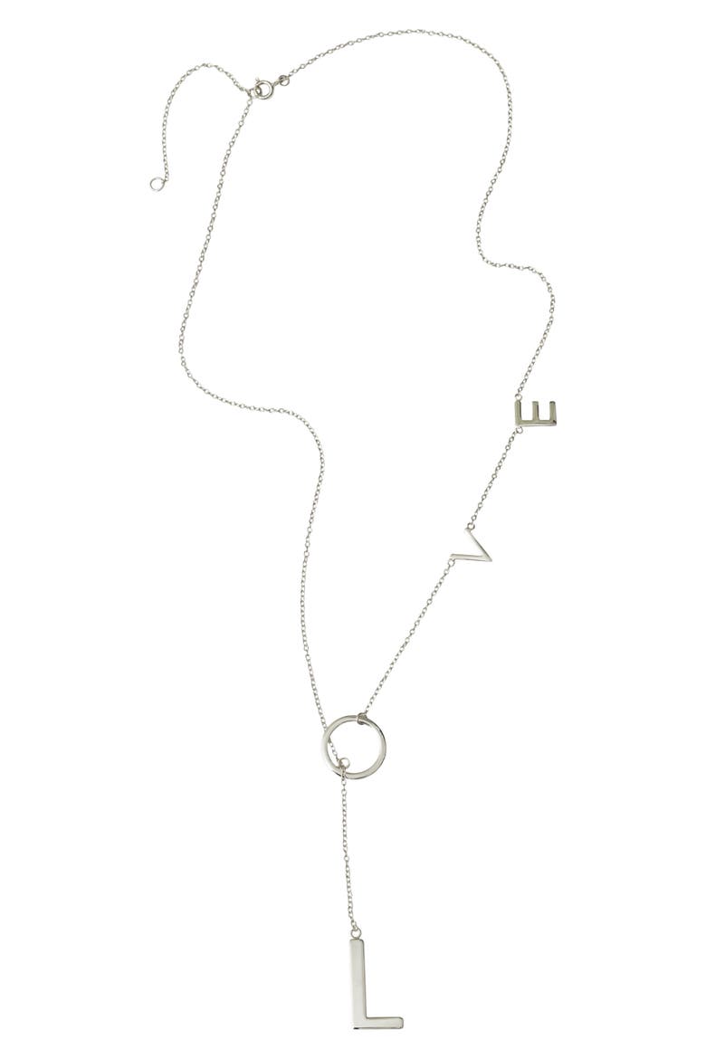 Love Lariat Necklace, Main, color, SILVER