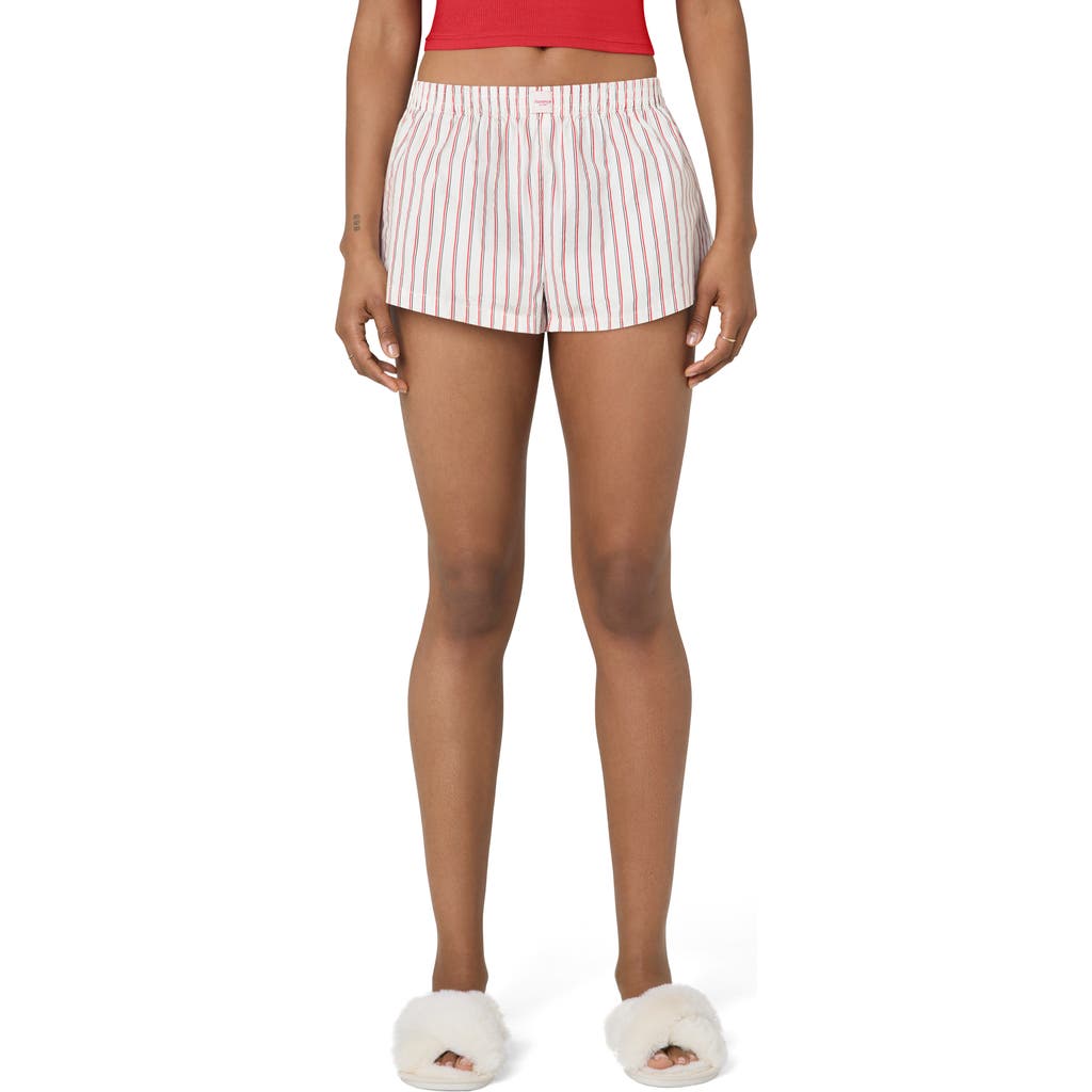 Florence By Mills Easy Cheeky Stripe Boxer Shorts In Rose Stripe Jet Stm