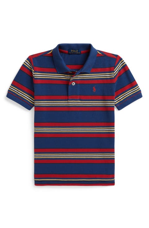 Kids' Stripe Cotton Mesh Polo