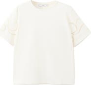 MANGO Openwork Embroidered Cotton T-Shirt
