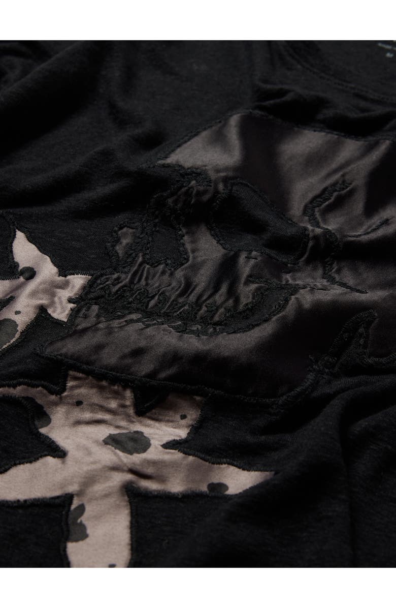 John Varvatos Embellished Skull Floral Linen & Modal Graphic Tee, Alternate, color, 