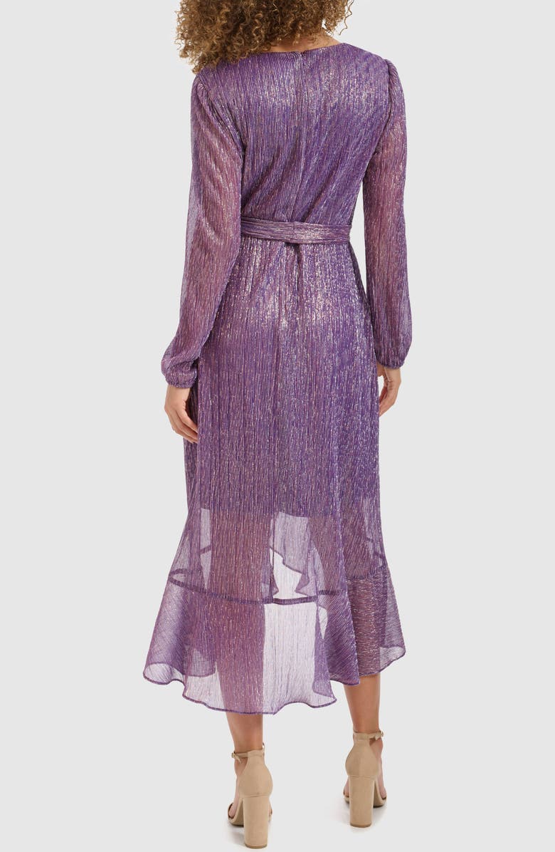 Kensie Long Sleeve Shimmer Knit Midi Dress, Alternate, color, Iris