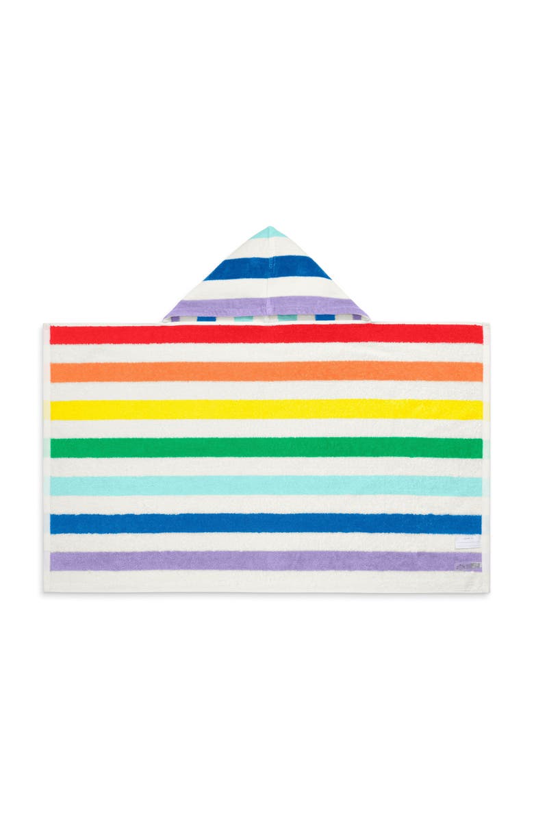 Primary Kids Stripe Hoodie Towel, Alternate, color, White New Rainbow Stripe