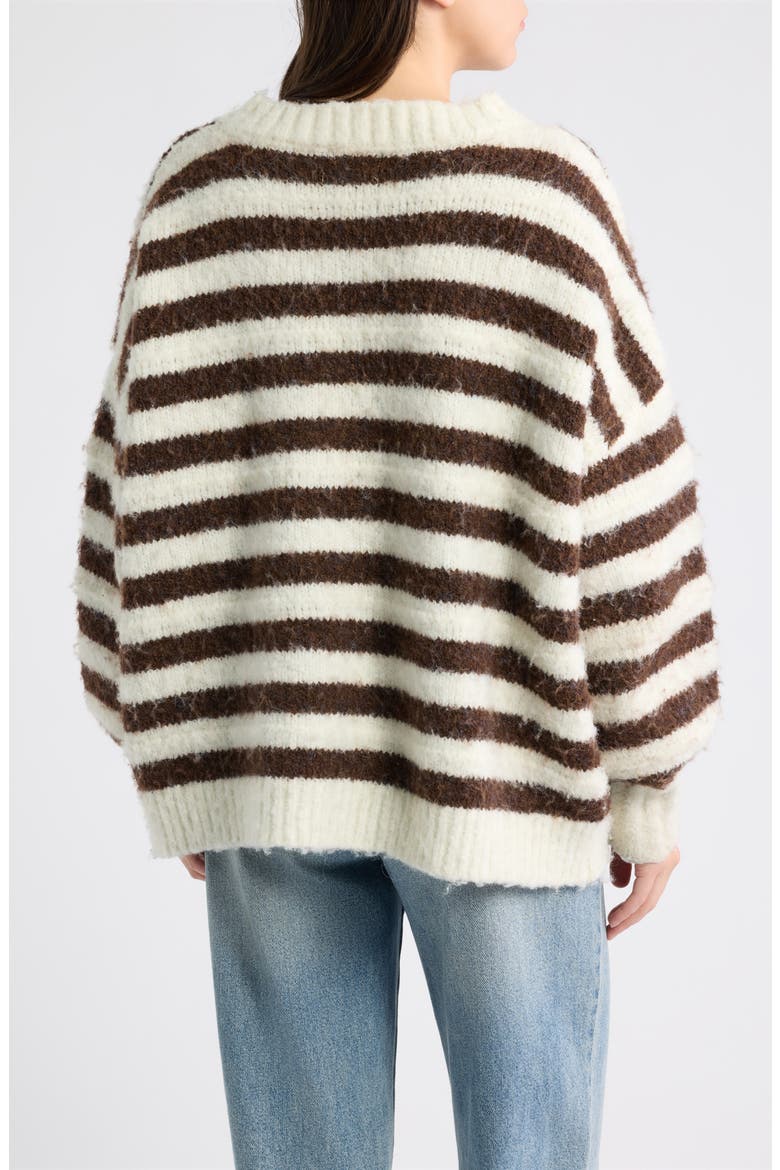 Hartford Striped Crewneck Sweater, Alternate, color, BROWN