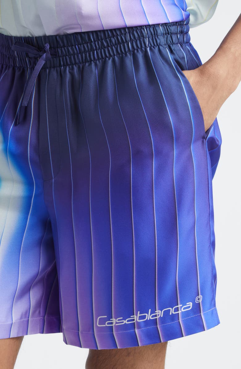 Casablanca Shockwave Stripe Silk Drawstring Shorts, Alternate, color, Silk Twill