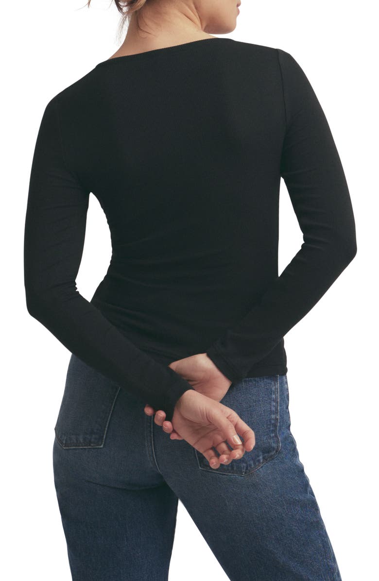 Favorite Daughter The Long Sleeve Rib Henley, Alternate, color, Black