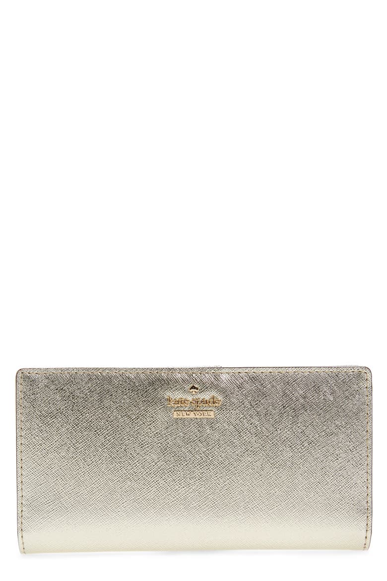 'cameron street - stacy' textured leather wallet, Main, color, GOLD