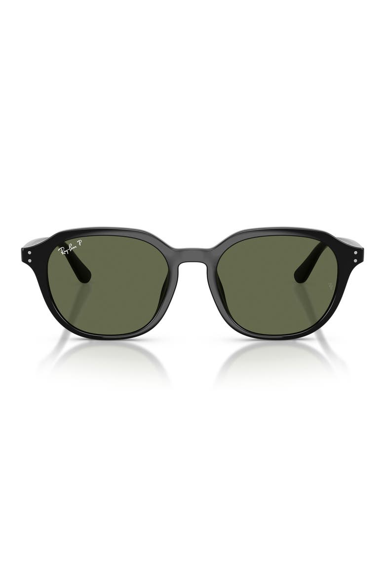 54mm Polarized Square Sunglasses, Main, color, BLACK / DARK GREEN POLAR