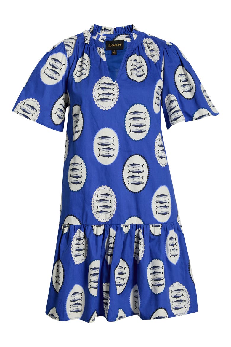 Sardine Sea Azari Cotton Shift Minidress, Alternate, color, NAVY-CRM-BLK