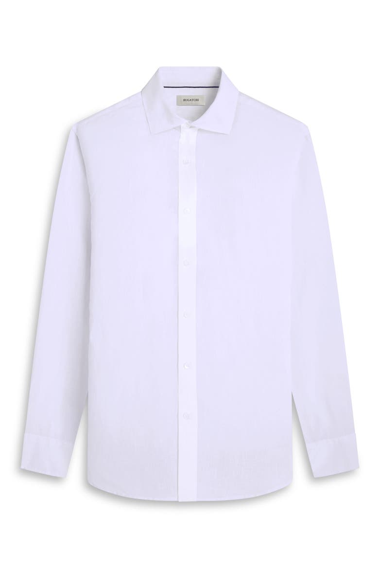 Axel Shaped Fit Linen Button-Up Shirt, Alternate, color, WHITE