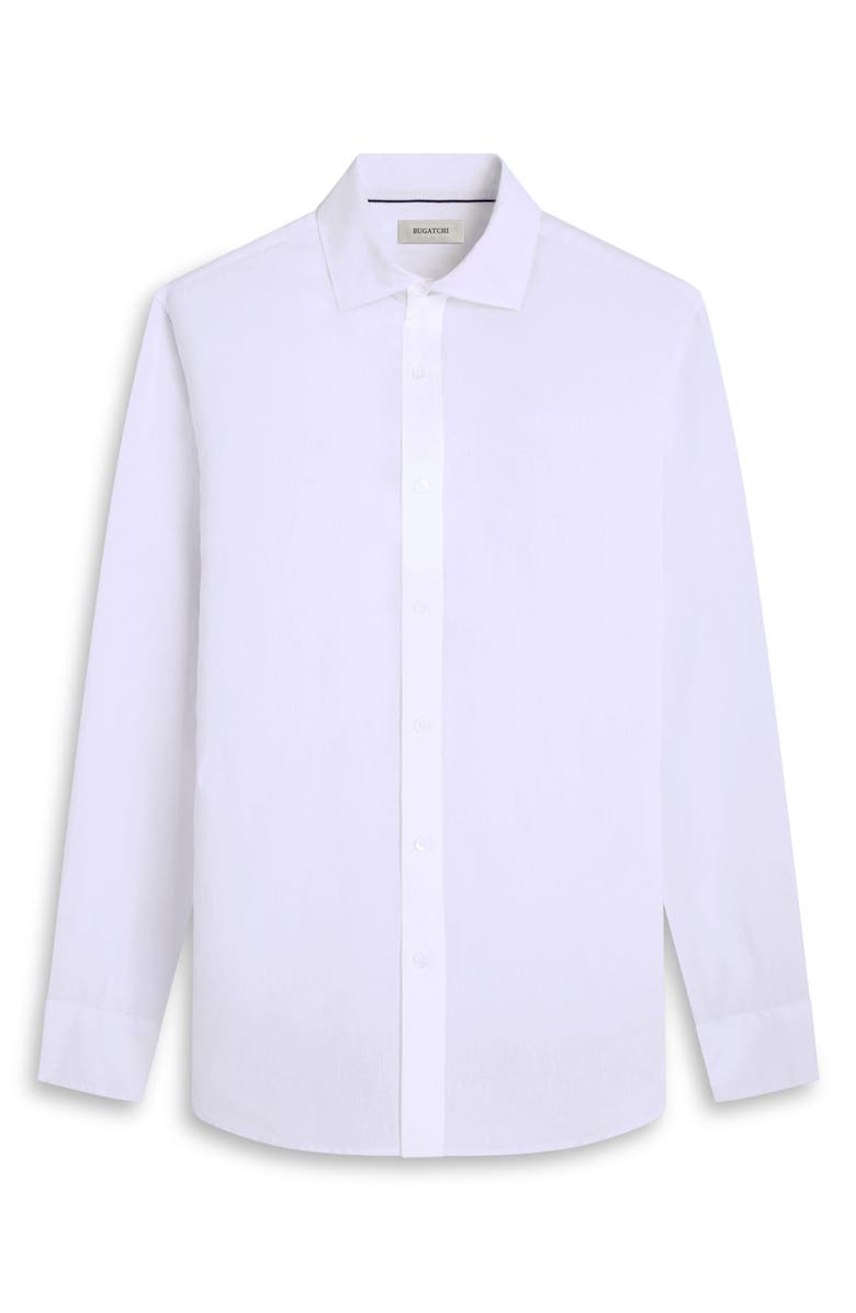 Bugatchi Axel Shaped Fit Linen Button-Up Shirt, Alternate, color, White