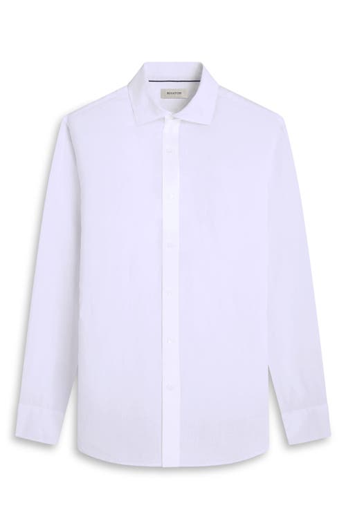 Bugatchi Axel Shaped Fit Linen Button-up Shirt In White